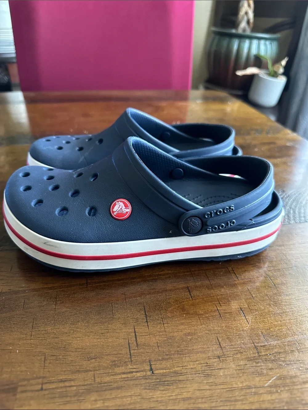 CROCS Kids Navy Clogs with Red Accent